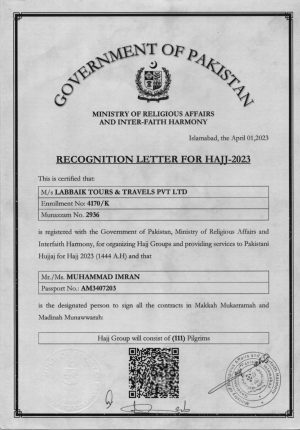Labbaik Tours Recognition Letter 2023